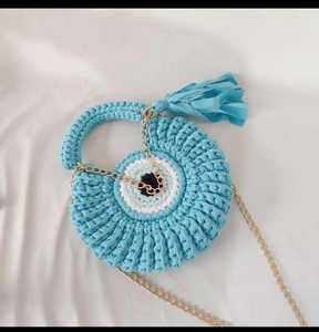 Women's Classic <b>Crochet</b> Saddle Tote Bag Glass Beaded Magnetic Knitted Shoulder Strap Crossbody Cute Design Wedding Casual - Product Image 6