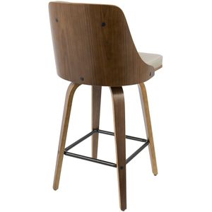 Tabouret de comptoir Gianna de 26 po, style Mid-Century Modern, en noyer avec similicuir gris clair, lot de 2 - Product Image 5