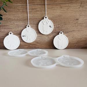 Round Pet Cat Dog Pendant Aromatherapy Christmas Cat Puppy Decoration Gypsum <b>Resin</b> <b>Silicone</b> Mold - Product Image 1