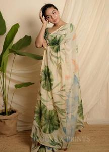 Sari de poliéster estampado para mujer, de secado rápido, sin arrugas, informal, para fiestas, Diwali, atuendo étnico tradicional, elegante y con caída. - Product Image 5