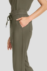 Pantalon de travail vert olive pour femme, pantalon de travail à cordon de serrage à la taille, pantalon de travail avec poche latérale, uniformes d'hôpital vert olive - Product Image 2