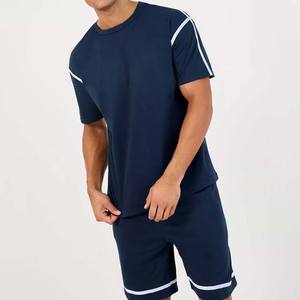 Ensemble de survêtement 2 pièces pour homme en coton tricoté respirant à séchage rapide, idéal pour le sport et la gym, collection été décontractée, vente en gros - Product Image 5