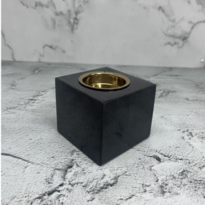 Quemador de Incienso Moderno en Forma de Cubo de Piedra Negra, Metal y Latón, Estilo Árabe, para Bakhoor, Mubkhar, Aromaterapia, Soporte para Carbón, Decoración para el Hogar, Set de Mubkhar - Product Image 1