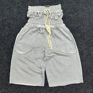 กางเกงขาสั้นทรงแบ็กกี้เอวสองชั้นผ้าฝ้าย 100% สำหรับผู้ชาย ปี 2026 ลวดลายแอซิดวอช ปักลายประดับอัญมณี สไตล์สตรีทแวร์ กางเกงขาสั้นผู้ชายแบบแอซิดวอช - Product Image 1