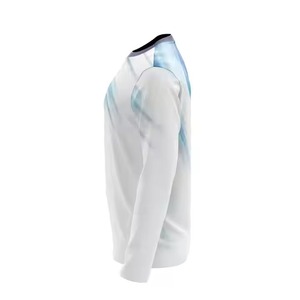 T-shirt à manches longues pour homme, imprimé par sublimation, dégradé bleu et blanc, séchage rapide, col rond, tricoté en polyester, pull décontracté pour l'été - Product Image 3