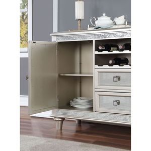 Credenza Contemporanea in Legno Massello con Dettagli in Specchio Argentato, Mobile per Sala da Pranzo - Product Image 3
