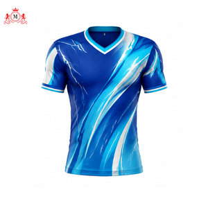 ชุดฟุตบอลสีน้ำเงินแบบซับลิเมชั่น เสื้อและกางเกงสำหรับผู้ชาย ผ้าโพลีเอสเตอร์ระบายอากาศ ชุดฟุตบอลสำหรับผู้ใหญ่ - Product Image 5