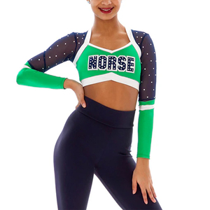 Tenues de cheerleading pour adultes, ensembles d'équipe bleu, noir, rose, strass, impression par transfert thermique, kits 100% polyester, haute qualité - Product Image 1