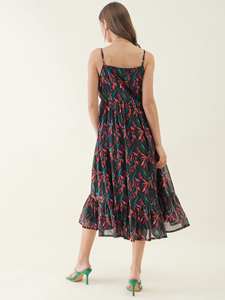 Vestido de Verano sin Mangas con Estampado Floral Negro de Alta Calidad para Mujer, para Usar en la Playa o Diariamente, Precio de Venta para Exportación - Product Image 2