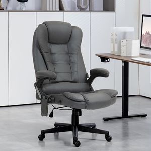 Silla de oficina ergonómica gris oscuro con escritorio calefactable de masaje de 6 puntos y respaldo reclinable muebles de oficina para el hogar con respaldo alto - Product Image 2