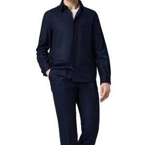 Blouson Bomber Léger Bleu Marine pour Hommes avec Col et Poignets Rayés Rouge et Blanc Style Universitaire – Vêtement d'extérieur Sportif et Décontracté - Product Image 5