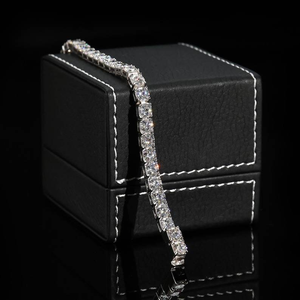 Pulsera de tenis de plata con moissanita, pulsera de eslabones cuadrados brillantes, joyería fina de lujo para mujer, elegante regalo llamativo - Product Image 6
