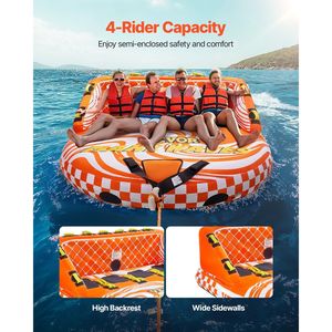<b>Inflatable</b> 1-4 Riders Towable Tube 680lbs Water Sport Towable for Boat Pull Durable Towables Tubes for Boating - Product Image 2
