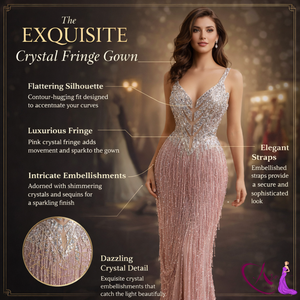 Vestido de noche de lujo color malva con lentejuelas y cuentas bordadas a mano |   Vestido de Fiesta y Boda Natural sin Mangas con Escote en V Profundo |   Vestido de Diseñador Elegante - Product Image 5