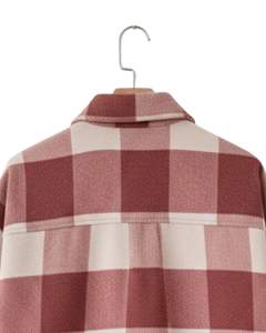 Chemise-veste en flanelle à carreaux rose beige personnalisée pour homme, à manches longues, boutonnée, chaude, style décontracté, pour l'hiver - Product Image 5