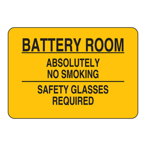 Panneau de sécurité industriel Brady - Salle de batterie : Interdiction de fumer et lunettes de sécurité requises - Product Image 3