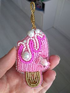 Handmade Embroidered Beaded Keychain Stylish <b>Bag</b> <b>Charm</b> Elegant for Traditional Embroidery Eco-Friendly Wedding - Product Image 4