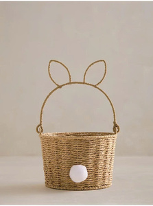Panier élégant en papier tressé fait main pour Pâques, panier cadeau, panier de rangement, décoration décorative pour chambre d'enfant et maison, organisateur de jouets - Product Image 4