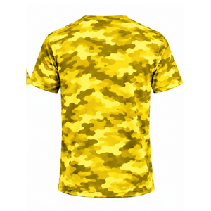 <b>Yellow</b> Camo T <b>Shirt</b> <b>Men</b> Short Sleeve Crew Neck Camouflage Printed Sports Training Fitness Running Gym Workout Performance - Product Image 2