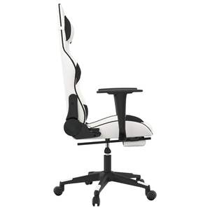 Silla de Juego de Piel Sintética Blanca y Negra con Base de Madera Contrachapada y Espuma Metálica - Asiento Duradero y Cómodo para Gamers - Product Image 4