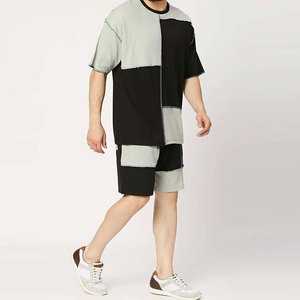 OEM Printed <b>Wind</b> <b>Breaker</b> Sets Windproof Men's 100% Cotton T-Shirt and Shorts Tracksuit Short Two Piece Set Customized - Product Image 4