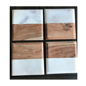 Ensemble de sous-verres en marbre écologiques durables et lavables en pierre naturelle pour fournitures de bureau - Product Image 6