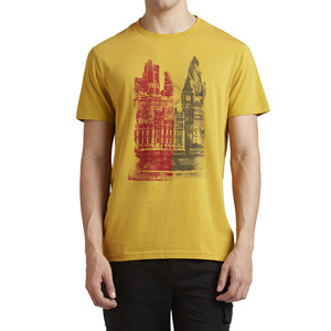 Camiseta de Verano al por Mayor para Hombre, Amarilla, de Manga Corta, con Estampado del Horizonte de Londres 1913, Diseño Casual, Cuello Redondo, Corte Regular, de Algodón - Product Image 1
