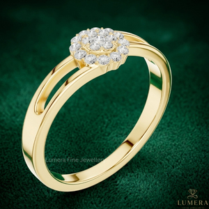 แหวนเพชรทรงกลมสีเหลืองทองประดับดอกไม้สำหรับผู้หญิงจาก Lumera ได้รับการรับรองจาก GIA สไตล์แหวนหมั้น - Product Image 3