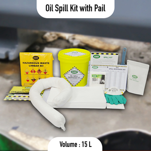 Kit anti-déversement d'hydrocarbures 15L avec seau, kit de contrôle d'urgence pour les déversements d'huile avec tampon absorbant et chaussette absorbante, pour fuites de carburant et de diesel en usine et entrepôt - Product Image 2