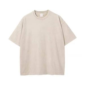 T-shirt en coton uni surdimensionné pour homme, col rond, manches courtes, jersey décontracté, teinture unie, vert - Product Image 5