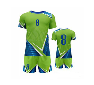Conjunto de uniforme de fútbol con gradiente para hombre, camiseta de fútbol de manga corta con cuello en V, pantalones cortos, kit de entrenamiento de equipo personalizado, transpirable y de secado rápido - Product Image 5