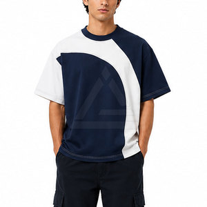 Camisetas de corte cuadrado con estilo, con un moderno diseño de bloques de color, mangas de material de algodón suave para ropa informal y a la moda. - Product Image 3