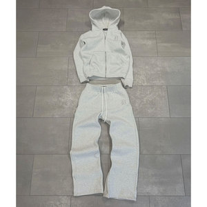 ชุดเซ็ตฮู้ดดี้ปักลายสไตล์ Y2K พร้อมกางเกงวอร์ม ซิปหน้า ยูนิเซ็กส์ สตรีทแวร์ฮาราจูกุ ชุดลำลองแฟชั่นสำหรับคู่รัก ผู้ชาย - Product Image 1