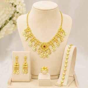 Wholesale 14K18K24K Micron Gold Filled France & European Design Necklaces <b>Set</b> Traditional Dubai Style Bridal Fashion Jewelry <b>Set</b> - Product Image 1