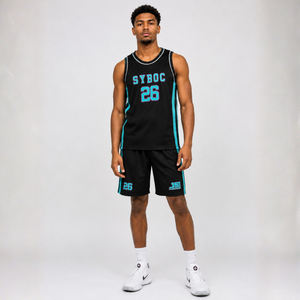 Tenue de basketball à panneaux diagonaux, style Pro, avec rayures de sport, maillot et short sublimés, kit d'équipe pour tournoi - Product Image 1