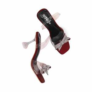 Sandalia de tacón elegante granate FN5992 - Product Image 1