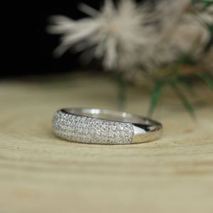 Classic 925 <b>Silver</b> <b>Eternity</b> Band <b>Ring</b> With Moissanite Pave Setting Round Brilliant Cut Unisex Wedding Jewelry - Product Image 1