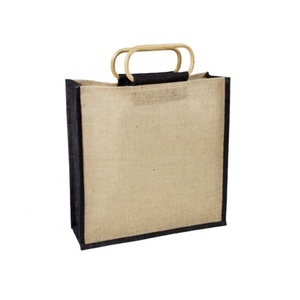 Grand sac fourre-tout en toile de jute écologique personnalisé noir sacs en toile de jute fermeture éclair pour femmes sacs à main de plage vente en gros - Product Image 6