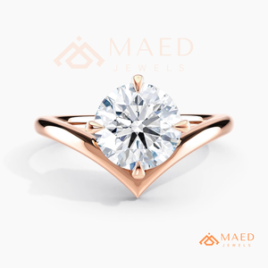 Bague de fiançailles ronde en or rose avec moissanite, bijoux de mariée en diamant de laboratoire pour femme, bague d'anniversaire USA - Product Image 5