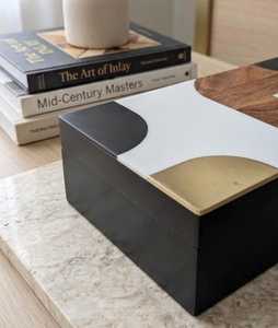 Acacia Wood luxury Brass and Resin Inlay Minimalist Design Storage <b>Box</b> Organizer Premium <b>Keepsake</b> Bin for Luxury Living Spaces - Product Image 4