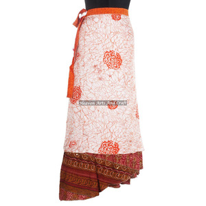 Sarong réversible en soie vintage fait main, jupe longue enveloppante, robe tube, 2 couches, en soie magique réversible, style sari - Product Image 4