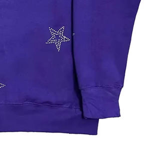 Sudadera con capucha con cremallera personalizada al por mayor, estilo Y2K, con estrellas de diamantes de imitación, para hombre, streetwear, morada, oversize, con gráfico de cristal, unisex, con logo - Product Image 3