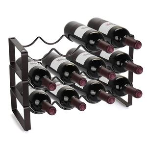 Étagère à vin moderne à 3 niveaux en métal résistant à la rouille pour armoire de cuisine, décoration modulaire empilable, support à bouteilles en fer noir - Product Image 5