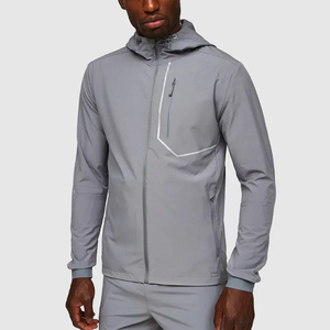 Factory Direct Tracksuit Set Gray Full Zip Selling Solid Color Lightweight Polyester Nylon <b>Wind</b> <b>Breaker</b> Custom Logo Streetwear - Product Image 2