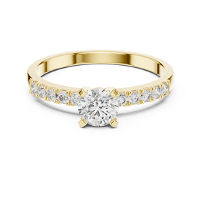 Bague en or jaune ouverte avec motif chevron et diamants pour femme, bijoux minimalistes en moissanite, cadeau de mariage - Product Image 4