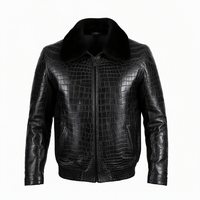 Blouson Bomber Homme en Cuir Véritable Gaufré avec Col en Fausse Fourrure, Fermeture Éclair, Style Moto Biker, Manteau d'Été, Logo Personnalisable sur le Devant