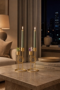 Juego de Candelabros Cuadrados Modernos de Aluminio con Acabado Dorado, Decoración para el Hogar, Centro de Mesa para Bodas y Cumpleaños - Product Image 2