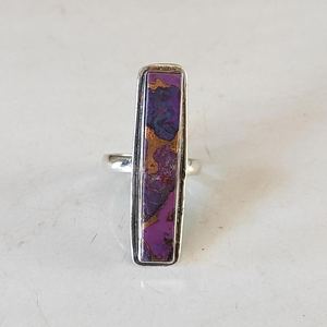 Anillo de Plata de Ley Hecho a Mano con Turquesa y Cobre Morado, Joyería Bohemia con Piedras Preciosas, Regalo - Product Image 3