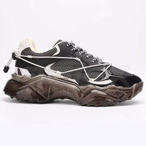 Baskets tendance en cuir de vachette respirantes avec doublure en mesh et fermeture à lacets pour l'entraînement professionnel en salle de sport - Product Image 4