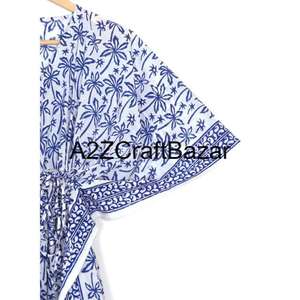 Kaftan long en coton indien à fleurs, fait main, pour les mamans, robe de plage et vêtement de nuit, robe maxi décontractée - Product Image 4